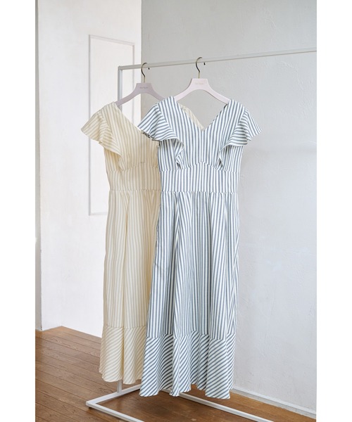 ワンピース Kerry Striped Ruffle Dress Kerry Striped Ruffle Dress（ワンピース）｜Her lip to（ハー