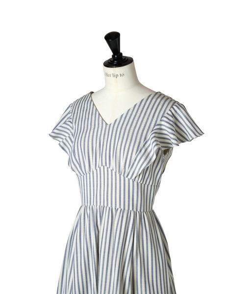 Kerry Striped Ruffle Dress（ワンピース）｜Her lip to（ハー