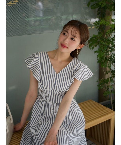 Herlipto Kerry Striped Ruffle Dress M