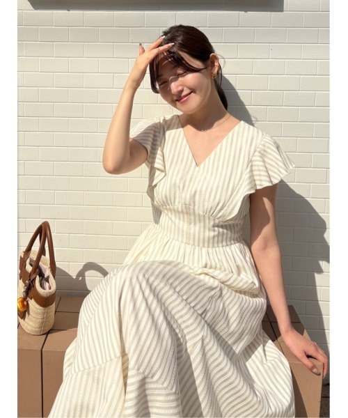 Kerry Striped Ruffle Dress（ワンピース）｜Her lip to（ハー