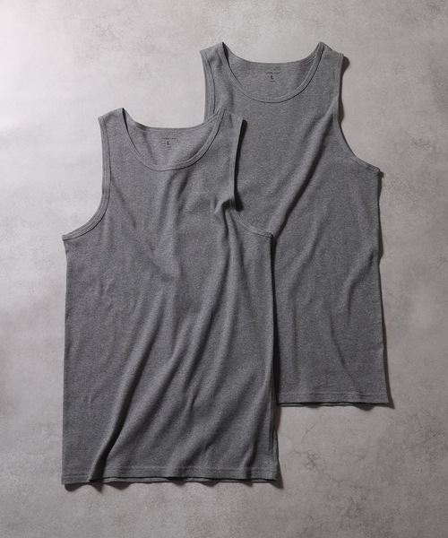 セール】2 PACK SET RIB TANK TOP / 2 パック セット コットン