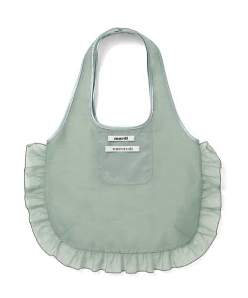 Mardi Mercredi(マルディメクルディ)の「SHEER BAG DOUBLE LABEL FRILL / シアー バッグ ダブル ラベル フリル(エコバッグ/サブバッグ・レディース・ピンク/ミント・FREE)」の10枚目の写真