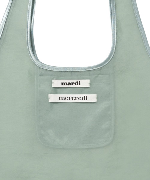 Mardi Mercredi(マルディメクルディ)の「SHEER BAG DOUBLE LABEL FRILL / シアー バッグ ダブル ラベル フリル(エコバッグ/サブバッグ・レディース・ピンク/ミント・FREE)」の9枚目の写真
