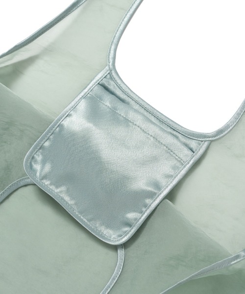 Mardi Mercredi(マルディメクルディ)の「SHEER BAG DOUBLE LABEL FRILL / シアー バッグ ダブル ラベル フリル(エコバッグ/サブバッグ・レディース・ピンク/ミント・FREE)」の8枚目の写真