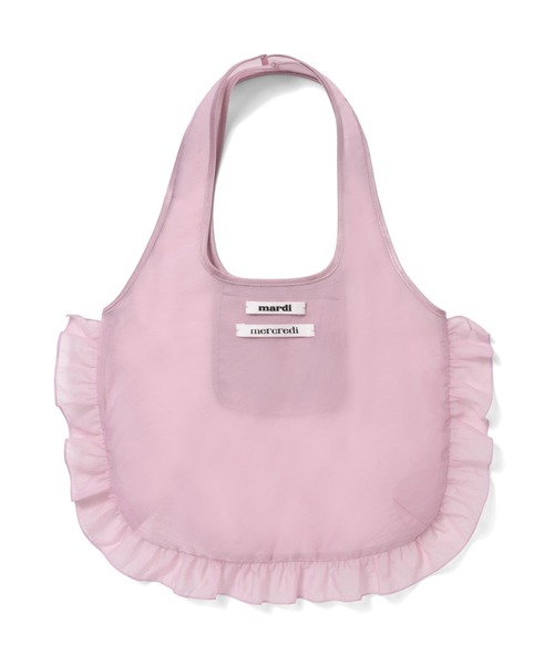 Mardi Mercredi(マルディメクルディ)の「SHEER BAG DOUBLE LABEL FRILL / シアー バッグ ダブル ラベル フリル(エコバッグ/サブバッグ・レディース・ピンク/ミント・FREE)」の19枚目の写真