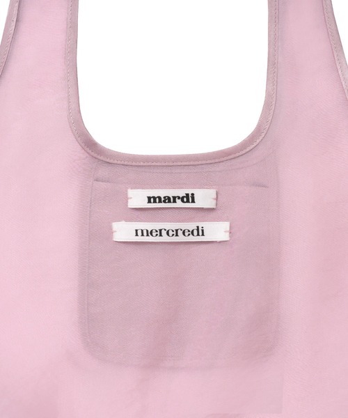 Mardi Mercredi(マルディメクルディ)の「SHEER BAG DOUBLE LABEL FRILL / シアー バッグ ダブル ラベル フリル(エコバッグ/サブバッグ・レディース・ピンク/ミント・FREE)」の18枚目の写真