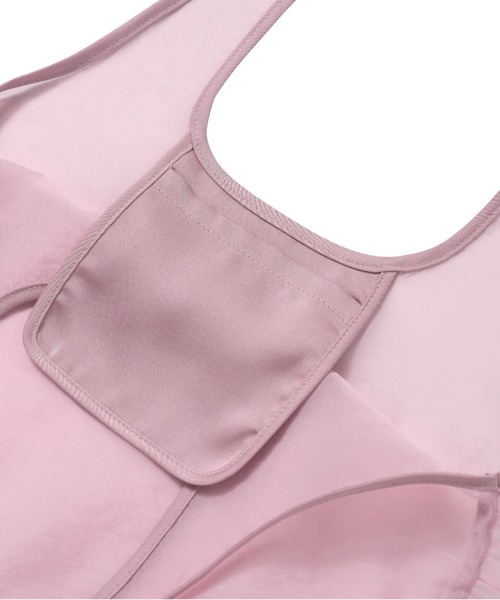 Mardi Mercredi(マルディメクルディ)の「SHEER BAG DOUBLE LABEL FRILL / シアー バッグ ダブル ラベル フリル(エコバッグ/サブバッグ・レディース・ピンク/ミント・FREE)」の17枚目の写真