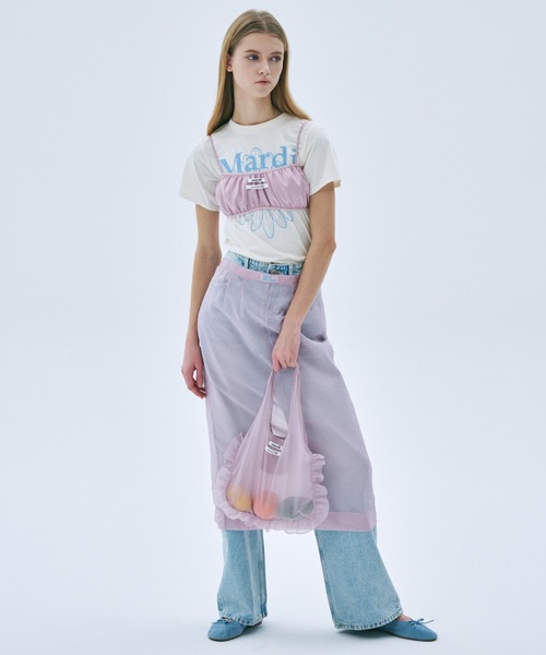 Mardi Mercredi(マルディメクルディ)の「SHEER BAG DOUBLE LABEL FRILL / シアー バッグ ダブル ラベル フリル(エコバッグ/サブバッグ・レディース・ピンク/ミント・FREE)」の11枚目の写真
