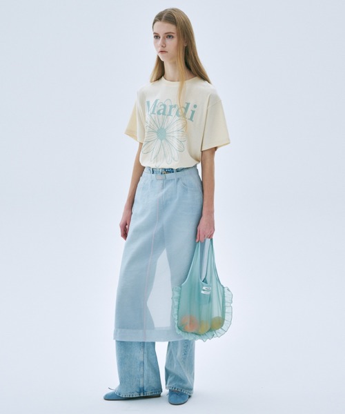 Mardi Mercredi(マルディメクルディ)の「SHEER BAG DOUBLE LABEL FRILL / シアー バッグ ダブル ラベル フリル(エコバッグ/サブバッグ・レディース・ピンク/ミント・FREE)」の20枚目の写真
