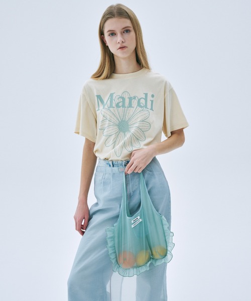 Mardi Mercredi(マルディメクルディ)の「SHEER BAG DOUBLE LABEL FRILL / シアー バッグ ダブル ラベル フリル(エコバッグ/サブバッグ・レディース・ピンク/ミント・FREE)」の5枚目の写真