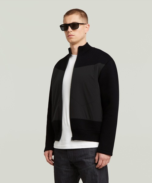 G-STAR（ジースター）の「Fabric Mix Knit Jacket/異素材ミックスニットジャケット/ジップアップセーター（ニット/セーター・メンズ・ダークブラック・X-SMALL/LARGE/MEDIUM/SMALL/X-LARGE）」の5枚目の写真