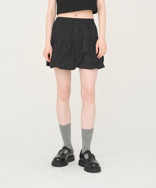 スカート RONRON RONRON AIRY DOT MINI SKIRT 5BKK003 AIRY DOT MINI SKIRT BLACK - RONRON 론론