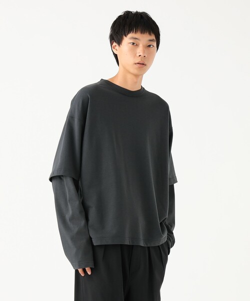 BEAMS(ビームス)の「ワイドショートフィット レイヤード Tシャツ(Tシャツ/カットソー・メンズ・その他/ホワイト/ブラック系その他4・S/M/L/XL)」の11枚目の写真