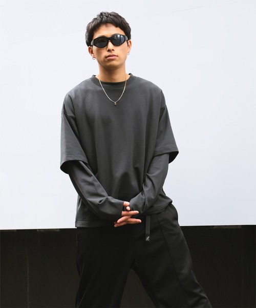 BEAMS(ビームス)の「ワイドショートフィット レイヤード Tシャツ(Tシャツ/カットソー・メンズ・その他/ホワイト/ブラック系その他4・S/M/L/XL)」の7枚目の写真