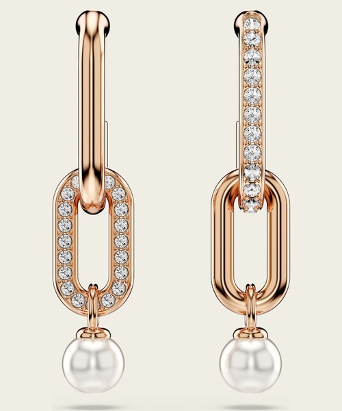 SWAROVSKI(スワロフスキー)の「【公式】【スワロフスキー】Constella ドロップピアス, クリスタル・パール, ラウンドカット, ホワイト, ローズゴールドトーン・プレーティング(ピアス(両耳用)・レディース・ホワイト・ONESIZE)」の4枚目の写真