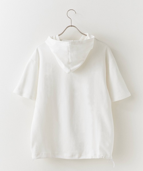 ROOPTOKYO(ループトウキョウ)の「Hooded Asymmetrical Top / フード付き アシンメトリートップス 夏物 夏服(Tシャツ/カットソー・レディース・ホワイト/ブラック・M/L)」の3枚目の写真