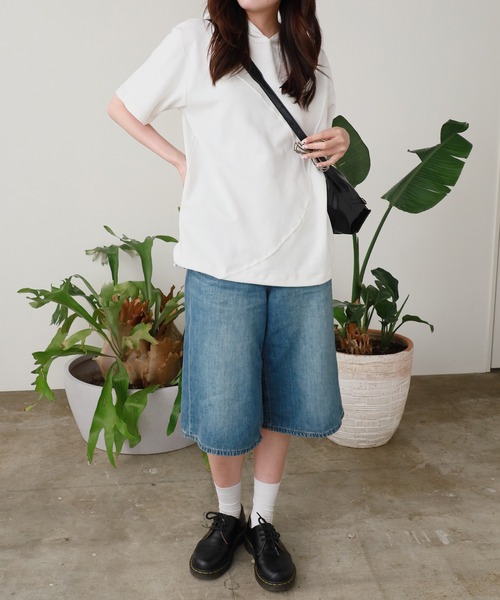 ROOPTOKYO(ループトウキョウ)の「Hooded Asymmetrical Top / フード付き アシンメトリートップス 夏物 夏服(Tシャツ/カットソー・レディース・ホワイト/ブラック・M/L)」の6枚目の写真
