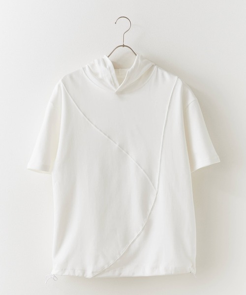 ROOPTOKYO(ループトウキョウ)の「Hooded Asymmetrical Top / フード付き アシンメトリートップス 夏物 夏服(Tシャツ/カットソー・レディース・ホワイト/ブラック・M/L)」の4枚目の写真