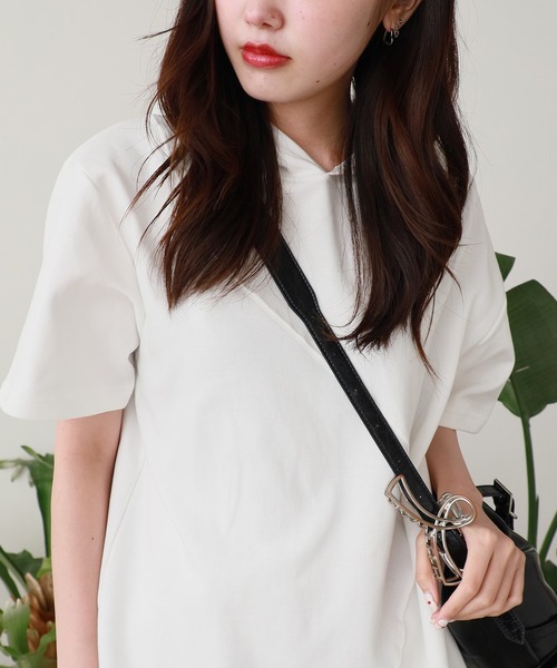 ROOPTOKYO(ループトウキョウ)の「Hooded Asymmetrical Top / フード付き アシンメトリートップス 夏物 夏服(Tシャツ/カットソー・レディース・ホワイト/ブラック・M/L)」の16枚目の写真