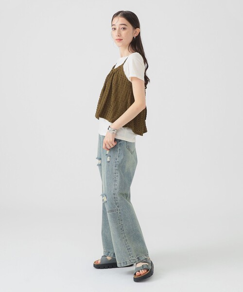 B:MING by BEAMS（ビーミングバイビームス）の「ジャカード ペプラム キャミソール（S～M）（キャミソール・レディース・ブラック/カーキ・SMALL/MEDIUM）」の4枚目の写真