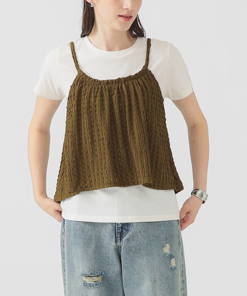 B:MING by BEAMS（ビーミングバイビームス）の「ジャカード ペプラム キャミソール（S～M）（キャミソール・レディース・ブラック/カーキ・SMALL/MEDIUM）」の2枚目の写真