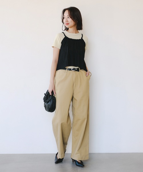 B:MING by BEAMS(ビーミングバイビームス)の「ジャカード ペプラム キャミソール(S~M)(キャミソール・レディース・ブラック/カーキ・SMALL/MEDIUM)」の7枚目の写真