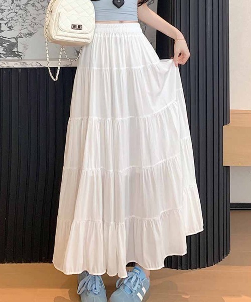 shoppinggo(ショッピングゴー)の「Aラインスカート レディース かわいい マキシ丈(スカート・レディース・ピンク/キャメル/ホワイト/ブラウン/オリーブ/ブラック/グレー/ブルー・FREE)」の1枚目の写真