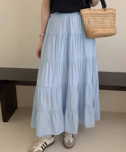 shoppinggo(ショッピングゴー)の「Aラインスカート レディース かわいい マキシ丈(スカート・レディース・ピンク/キャメル/ホワイト/ブラウン/オリーブ/ブラック/グレー/ブルー・FREE)」の6枚目の写真