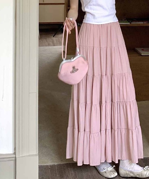 shoppinggo(ショッピングゴー)の「Aラインスカート レディース かわいい マキシ丈(スカート・レディース・ピンク/キャメル/ホワイト/ブラウン/オリーブ/ブラック/グレー/ブルー・FREE)」の11枚目の写真