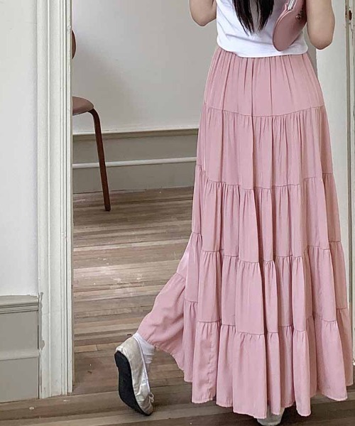 shoppinggo(ショッピングゴー)の「Aラインスカート レディース かわいい マキシ丈(スカート・レディース・ピンク/キャメル/ホワイト/ブラウン/オリーブ/ブラック/グレー/ブルー・FREE)」の15枚目の写真