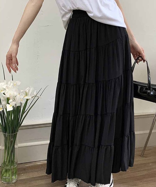 shoppinggo(ショッピングゴー)の「Aラインスカート レディース かわいい マキシ丈(スカート・レディース・ピンク/キャメル/ホワイト/ブラウン/オリーブ/ブラック/グレー/ブルー・FREE)」の17枚目の写真
