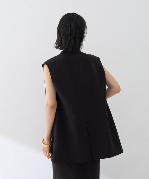 Rouge vif Anna（ルージュヴィフアンナ）の「【セットアップ対応】ストレッチダブルクロスジレ（ベスト・レディース・ブラック・フリー）」の3枚目の写真