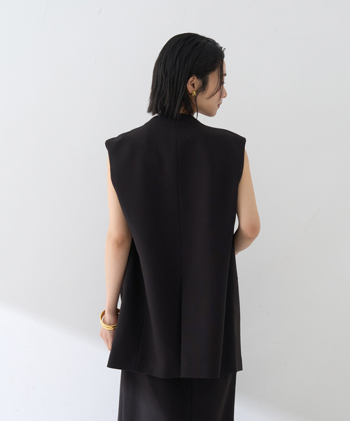 Rouge vif Anna（ルージュヴィフアンナ）の「【セットアップ対応】ストレッチダブルクロスジレ（ベスト・レディース・ブラック・フリー）」の4枚目の写真
