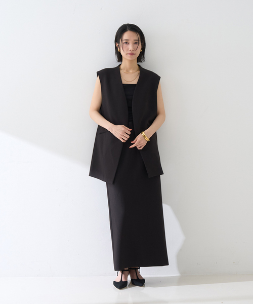 Rouge vif Anna（ルージュヴィフアンナ）の「【セットアップ対応】ストレッチダブルクロスジレ（ベスト・レディース・ブラック・フリー）」の6枚目の写真