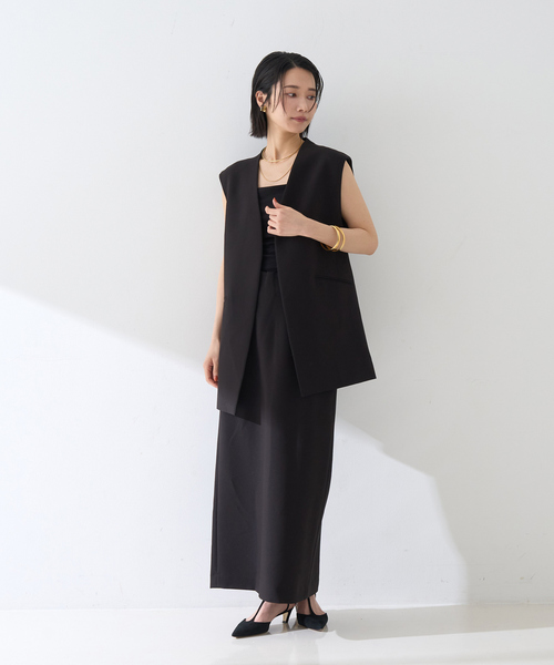 Rouge vif Anna（ルージュヴィフアンナ）の「【セットアップ対応】ストレッチダブルクロスジレ（ベスト・レディース・ブラック・フリー）」の7枚目の写真
