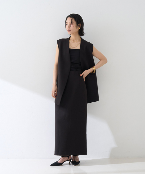 Rouge vif Anna（ルージュヴィフアンナ）の「【セットアップ対応】ストレッチダブルクロスジレ（ベスト・レディース・ブラック・フリー）」の8枚目の写真