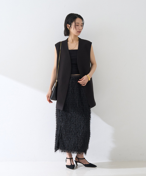 Rouge vif Anna（ルージュヴィフアンナ）の「【セットアップ対応】ストレッチダブルクロスジレ（ベスト・レディース・ブラック・フリー）」の13枚目の写真