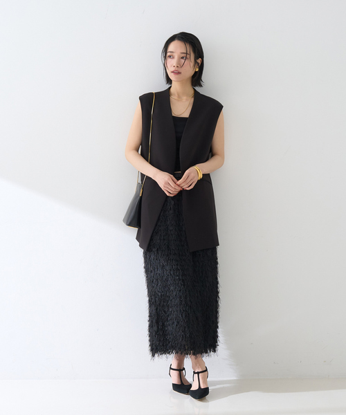 Rouge vif Anna（ルージュヴィフアンナ）の「【セットアップ対応】ストレッチダブルクロスジレ（ベスト・レディース・ブラック・フリー）」の14枚目の写真