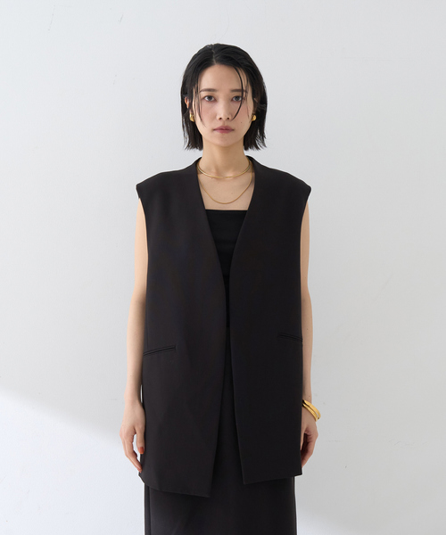 Rouge vif Anna（ルージュヴィフアンナ）の「【セットアップ対応】ストレッチダブルクロスジレ（ベスト・レディース・ブラック・フリー）」の20枚目の写真