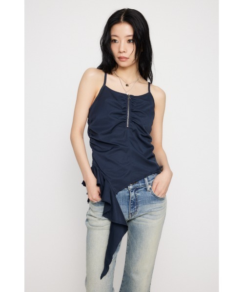 LAGUA GEM（ラグアジェム）の「FRONT ZIP ASYMMETRY キャミソール（キャミソール・レディース・アイボリー/ネイビー・FREE）」の5枚目の写真