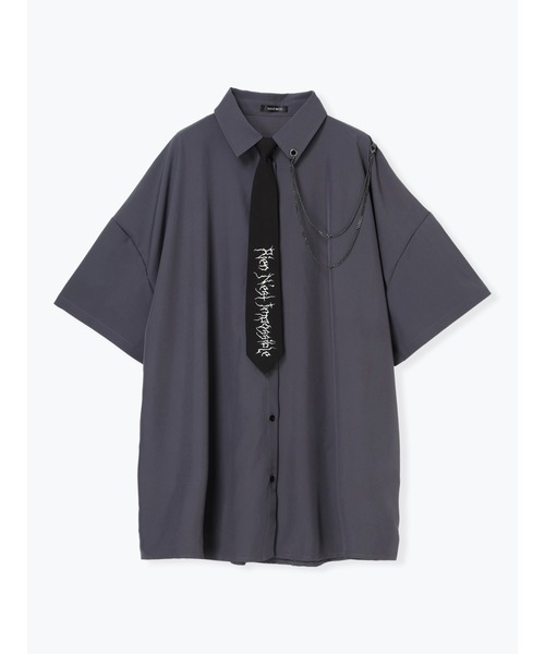 ネクタイ付きユニセックス5分袖シャツ（シャツ/ブラウス）｜NOEMIE