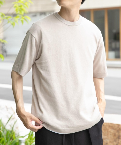 ITEMS URBANRESEARCH(アイテムズ アーバンリサーチ)の「コットンリネンクルーネックサマーニット(ニット/セーター・メンズ・カーキ/ブラック/ブラウン/アイボリー・LARGE/MEDIUM)」の2枚目の写真