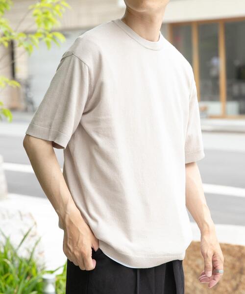 ITEMS URBANRESEARCH(アイテムズ アーバンリサーチ)の「コットンリネンクルーネックサマーニット(ニット/セーター・メンズ・カーキ/ブラック/ブラウン/アイボリー・LARGE/MEDIUM)」の6枚目の写真