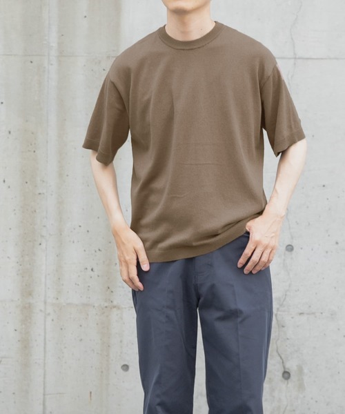 ITEMS URBANRESEARCH(アイテムズ アーバンリサーチ)の「コットンリネンクルーネックサマーニット(ニット/セーター・メンズ・カーキ/ブラック/ブラウン/アイボリー・LARGE/MEDIUM)」の7枚目の写真