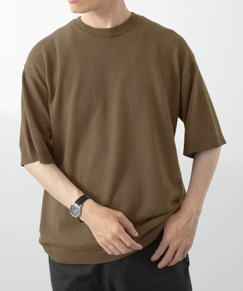 ITEMS URBANRESEARCH(アイテムズ アーバンリサーチ)の「コットンリネンクルーネックサマーニット(ニット/セーター・メンズ・カーキ/ブラック/ブラウン/アイボリー・LARGE/MEDIUM)」の9枚目の写真