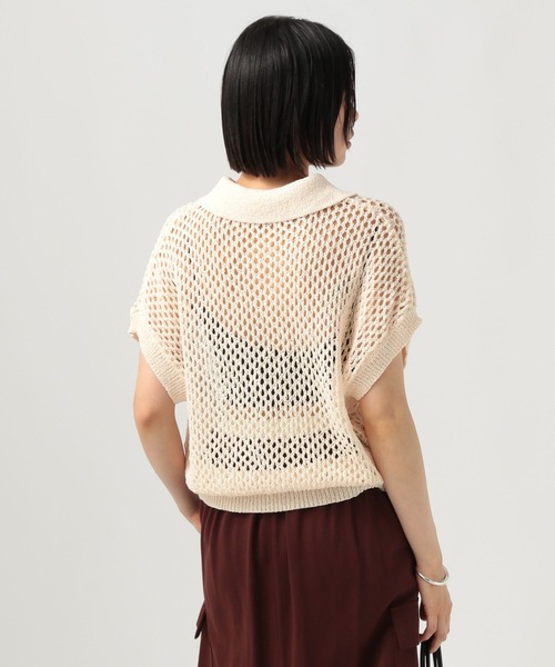 BAYFLOW（ベイフロー）の「[ドライタッチな肌ざわり]ショートニットポロシャツ（ポロシャツ・レディース・イエロー/オフホワイト/ブラック・FREE）」の8枚目の写真
