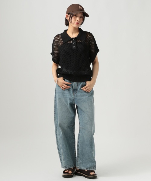 BAYFLOW（ベイフロー）の「[ドライタッチな肌ざわり]ショートニットポロシャツ（ポロシャツ・レディース・イエロー/オフホワイト/ブラック・FREE）」の7枚目の写真