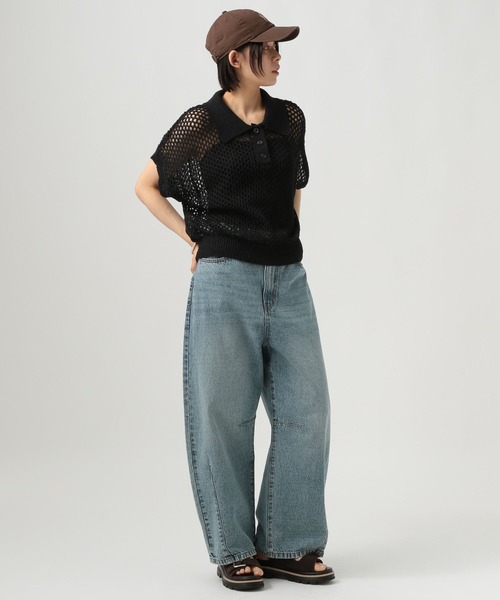 BAYFLOW（ベイフロー）の「[ドライタッチな肌ざわり]ショートニットポロシャツ（ポロシャツ・レディース・イエロー/オフホワイト/ブラック・FREE）」の6枚目の写真