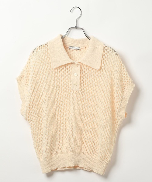 BAYFLOW（ベイフロー）の「[ドライタッチな肌ざわり]ショートニットポロシャツ（ポロシャツ・レディース・イエロー/オフホワイト/ブラック・FREE）」の21枚目の写真