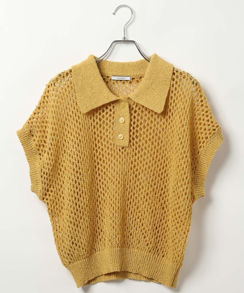 BAYFLOW（ベイフロー）の「[ドライタッチな肌ざわり]ショートニットポロシャツ（ポロシャツ・レディース・イエロー/オフホワイト/ブラック・FREE）」の20枚目の写真